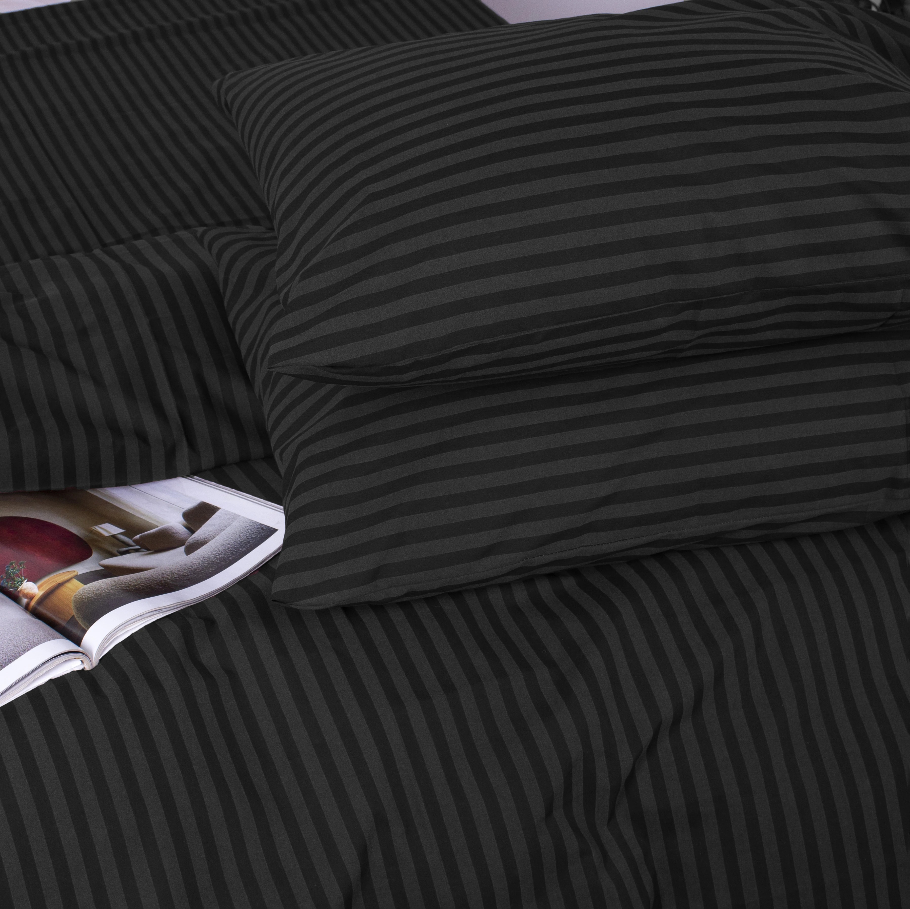 Наволочка MirSon Ranforce Elite 17-0611 Stripe Black 70х70 см (2200008200046) - Фото 1