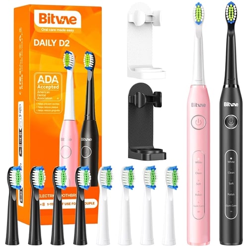 Зубная щетка электрическая Bitvae  D2 Black + Pink 2 шт. (BVD2-b-p) - Фото 1
