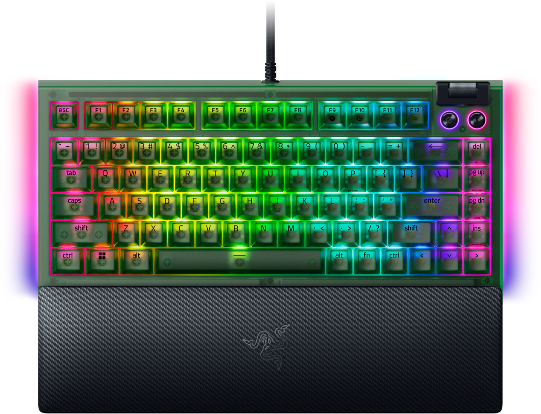 Клавіатура дротова ігрова Razer BlackWidow V4 75%, Phantom Green (RZ03-05003300-R3M1) - Фото 1