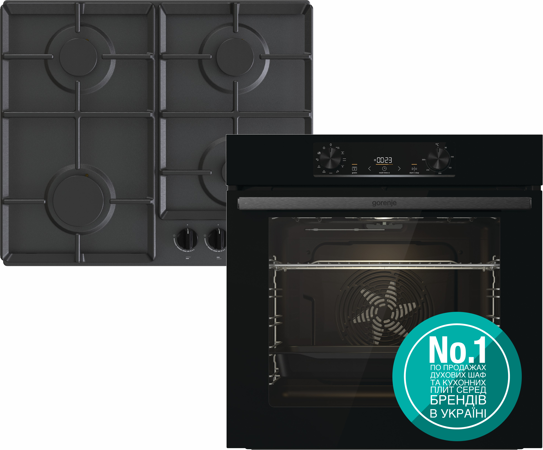 Духова шафа + варильна поверхня газова Gorenje BO6735E02BK + G641EB