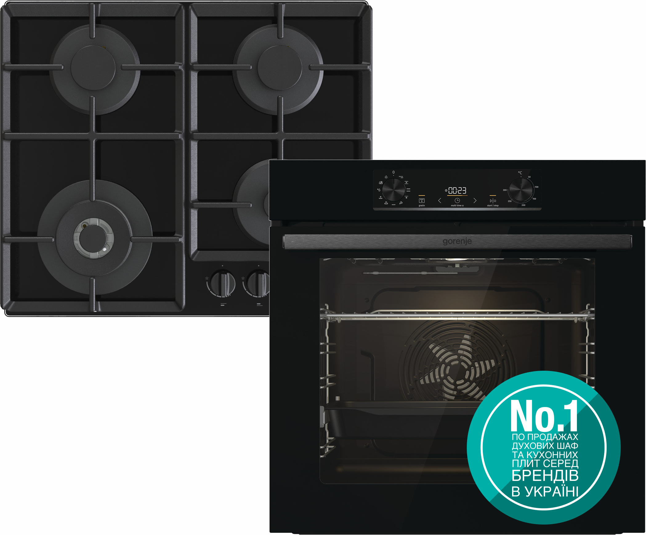 Духова шафа + варильна поверхня газова Gorenje BO6735E05B + GTW641EB
