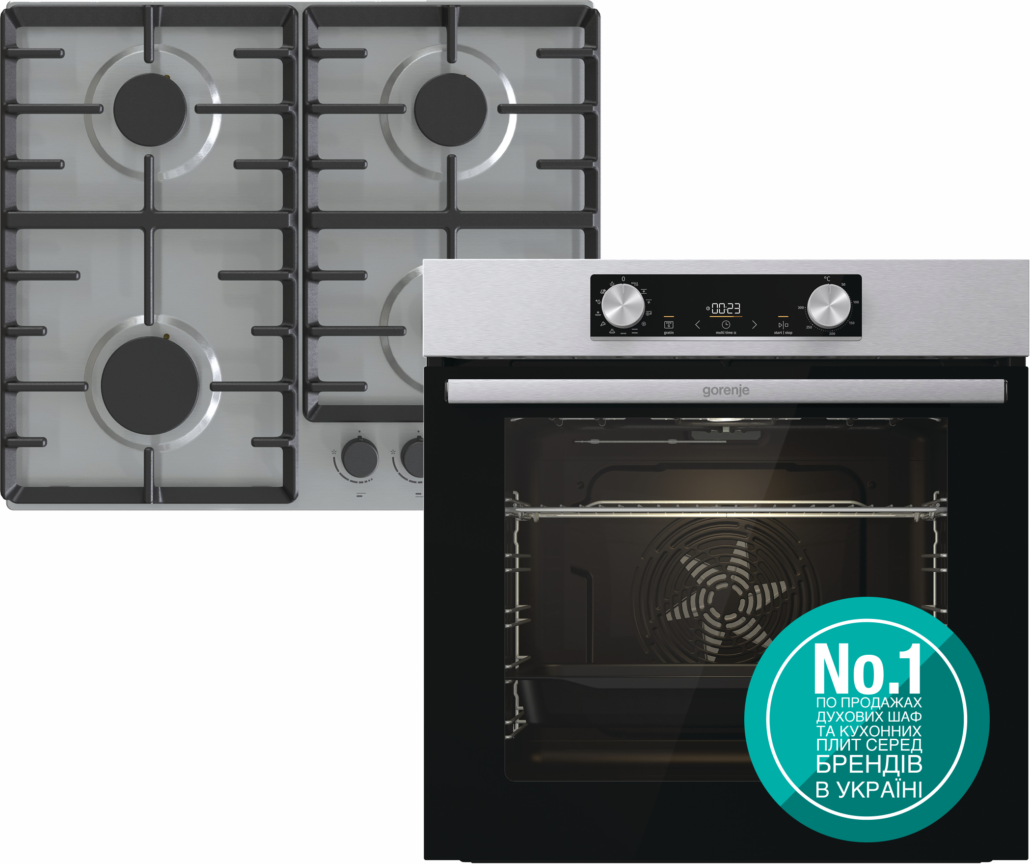 Духова шафа + варильна поверхня газова Gorenje BO6737E02XK + G642ABX
