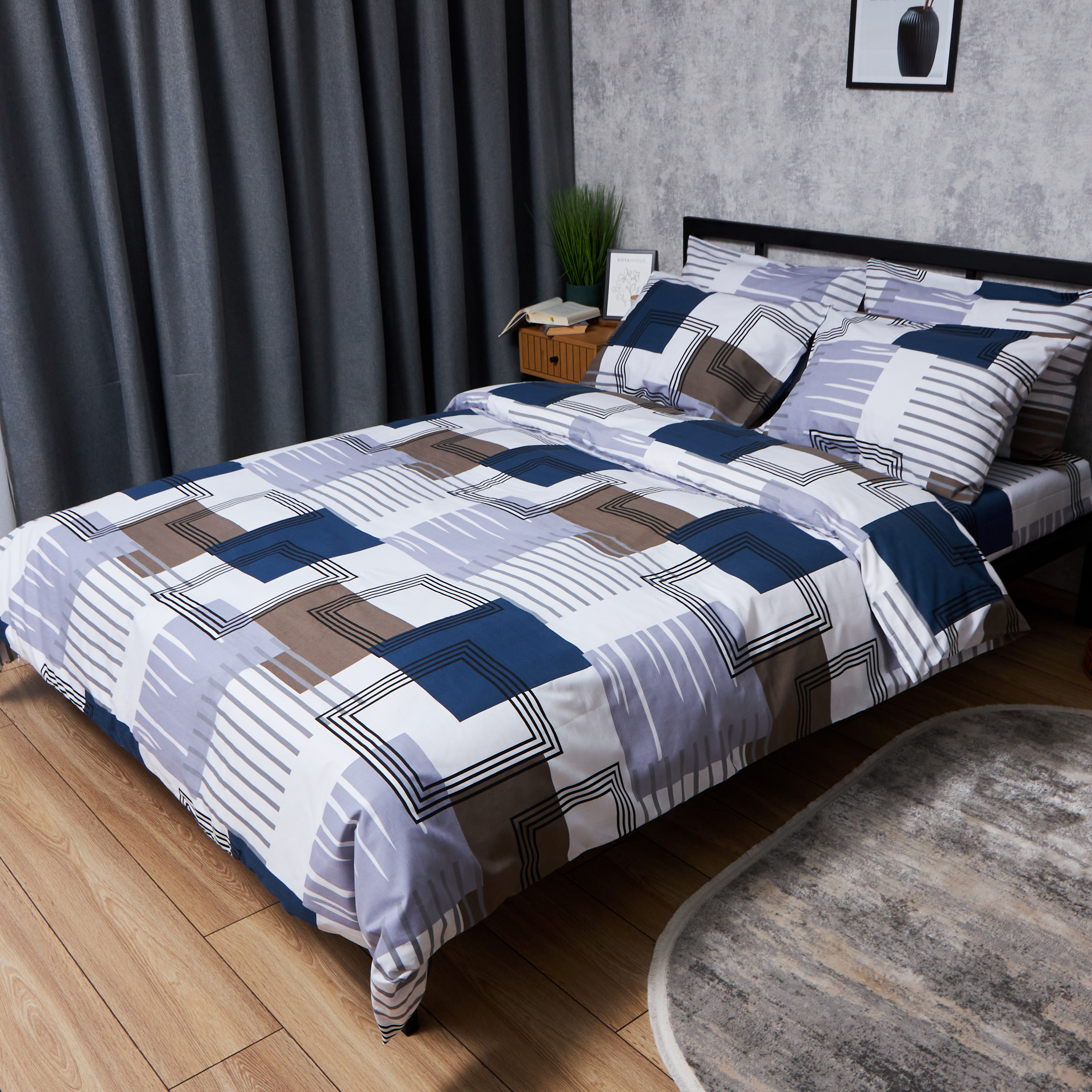 Комплект постельного белья Moon&Star Бязь Gold Люкс Bold Lines 160х220х2 нав. 4х70х70 (MS-820006054) - Фото 1