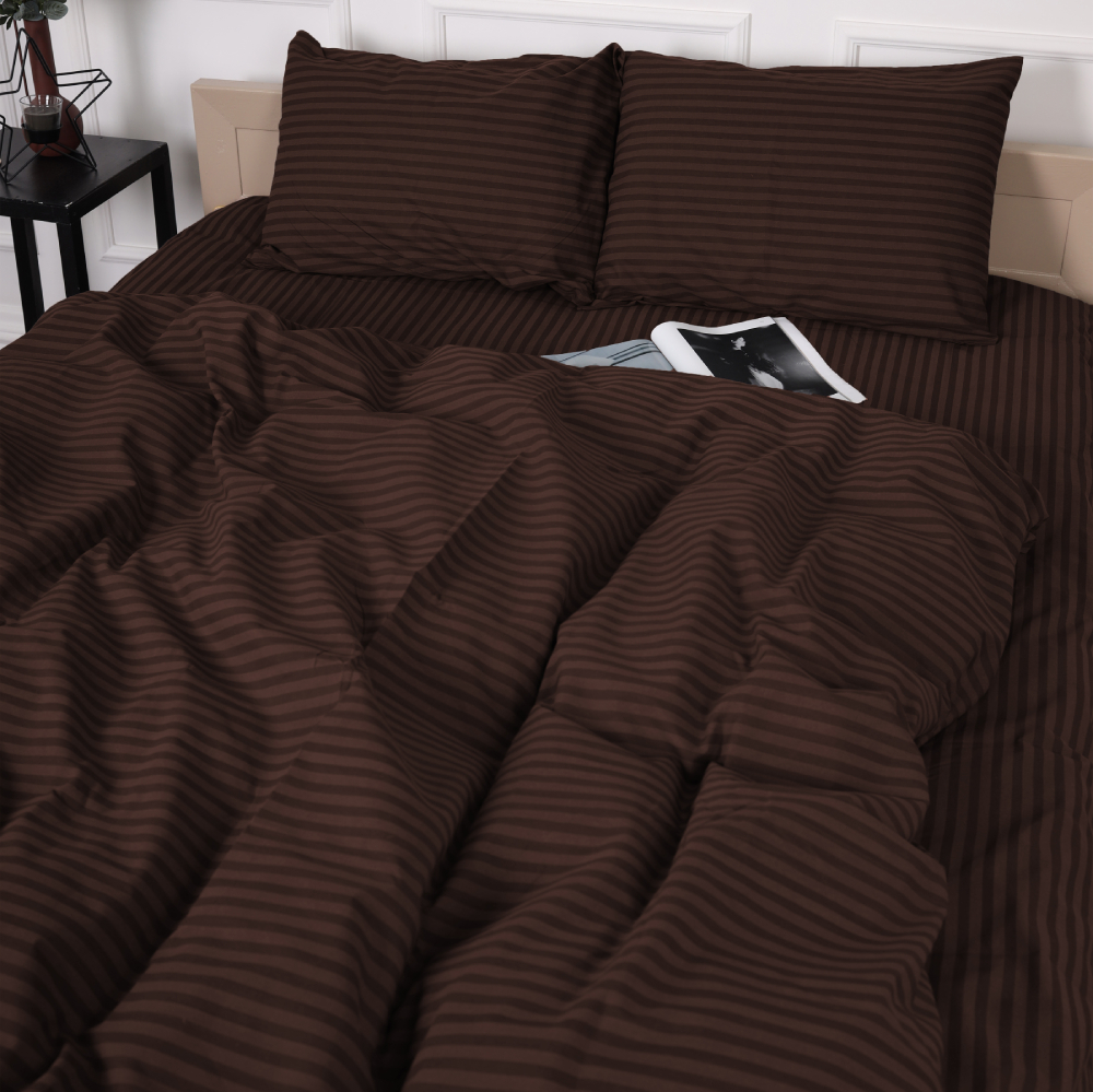 Комплект постільної білизни MirSon Бязь 17-0617 Stripe Brown 175х210 (2200008202736) - Фото 1