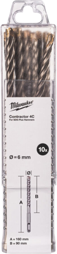 Бур Milwaukee SDS-PLUS 4C Contractor 6х160х90 мм 10 шт. (4932498870) - Фото 1