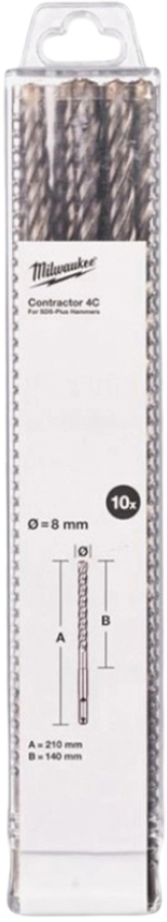 Бур Milwaukee SDS-PLUS 4C Contractor 8х210х140 мм 10 шт. (4932498882) - Фото 1
