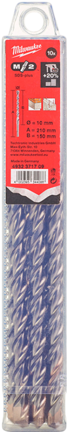 Бур Milwaukee SDS-PLUS M2 10,0х210х150 мм 10 шт. (4932371709) - Фото 1