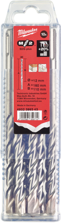 Бур Milwaukee SDS-PLUS M2 12,0х160х110 мм 10 шт. (4932399343) - Фото 1