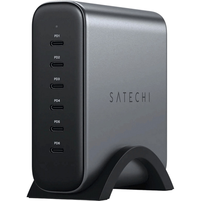 Сетевое зарядное устройство Satechi 200W USB-C 6-Port PD GaN Charger Space Gray (ST-C200GM-EU) - Фото 1