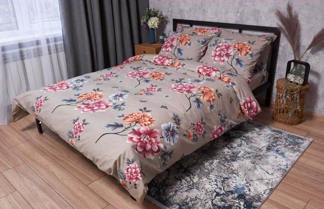 Комплект постельного белья Moon&Star Бязь Gold Люкс Peony Brown 160х220х2 нав. 2х50х70 (MS-820001909) - Фото 1