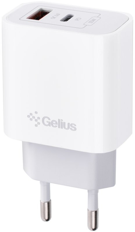 Сетевое зарядное устройство Gelius Merge GP-HC060 GAN USB+Type-C 35W (QC/PD/PPS) White (00000099403) - Фото 1