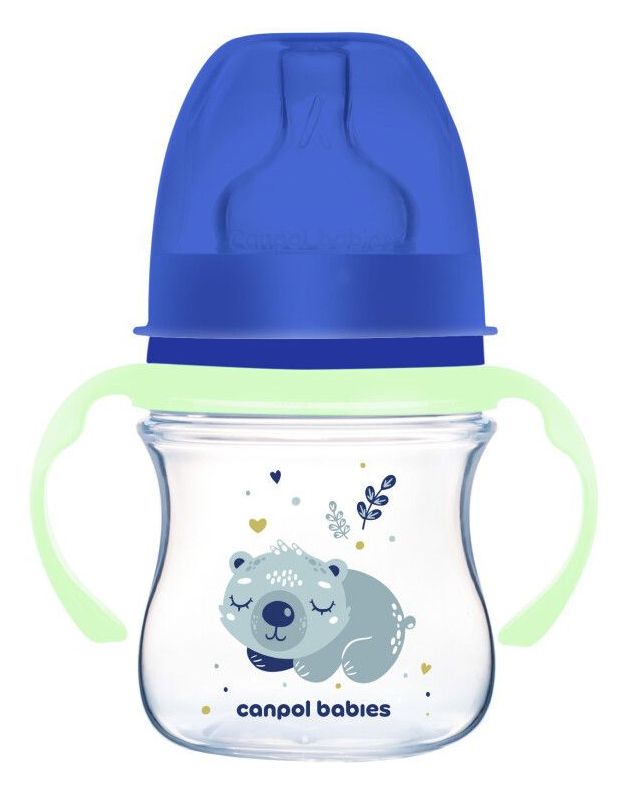 Пляшка для годування Canpol babies з широким отвором антиколікова Easystart Sleepy Koala 120 мл блакитна (35/236_blu) - Фото 1