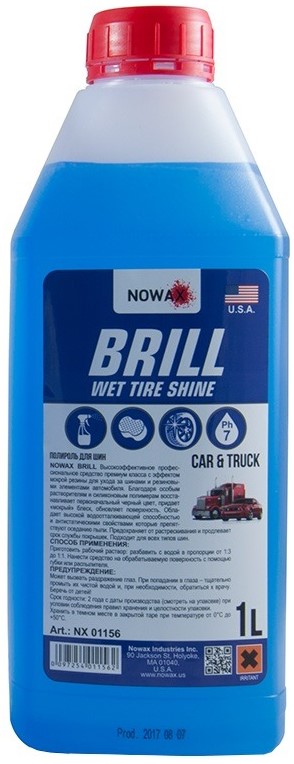 Полироль для авто NOWAX для шин BRILL WET TIRE SHINE 1 л концентрат 1:3 ;1:1 (NX01156) - Фото 1