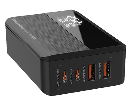 Сетевое зарядное устройство Colorway Power Delivery GaN (2USB-A + 2USB TYPE-C) (100W) Black (CW-CHS041PD-BK) - Фото 1