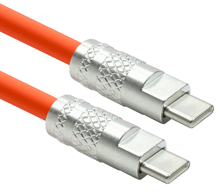Кабель синхронизации данных PowerPlant USB Type-C - Type-C 120W 3m Orange (CA913923) - Фото 1