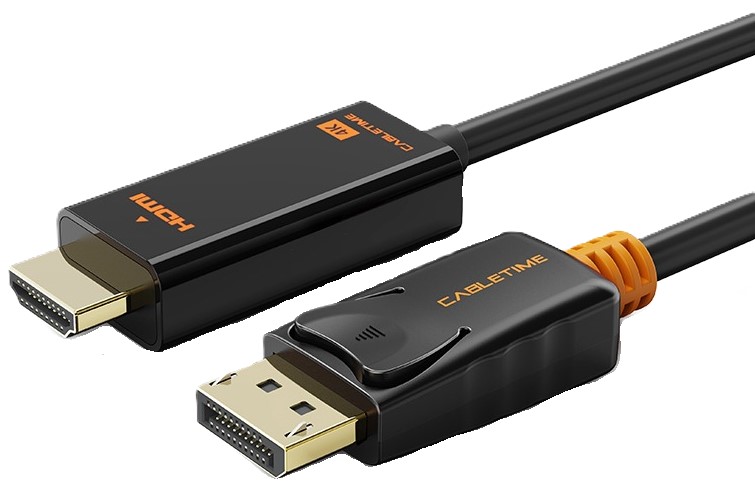Кабель HDMI Cabletime DisplayPort (M) - HDMI (M), 4K/60Hz, V1.2, 1.8m (CD32K) - Фото 1
