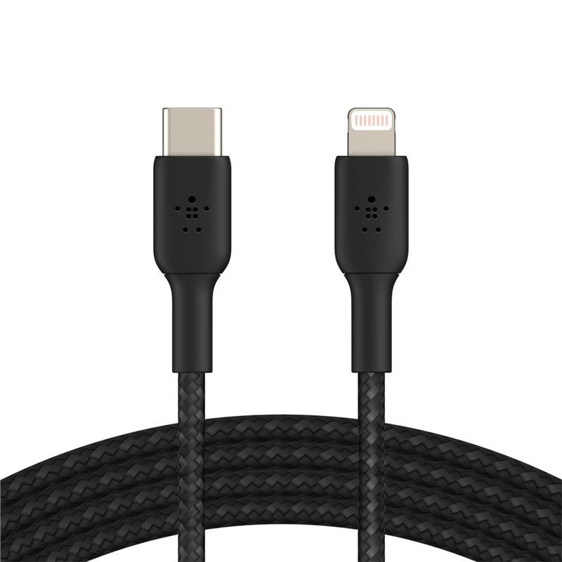 Кабель синхронизации данных Belkin USB-С - Lightning Braided 1m Black (CAA004BT1MBK) - Фото 1