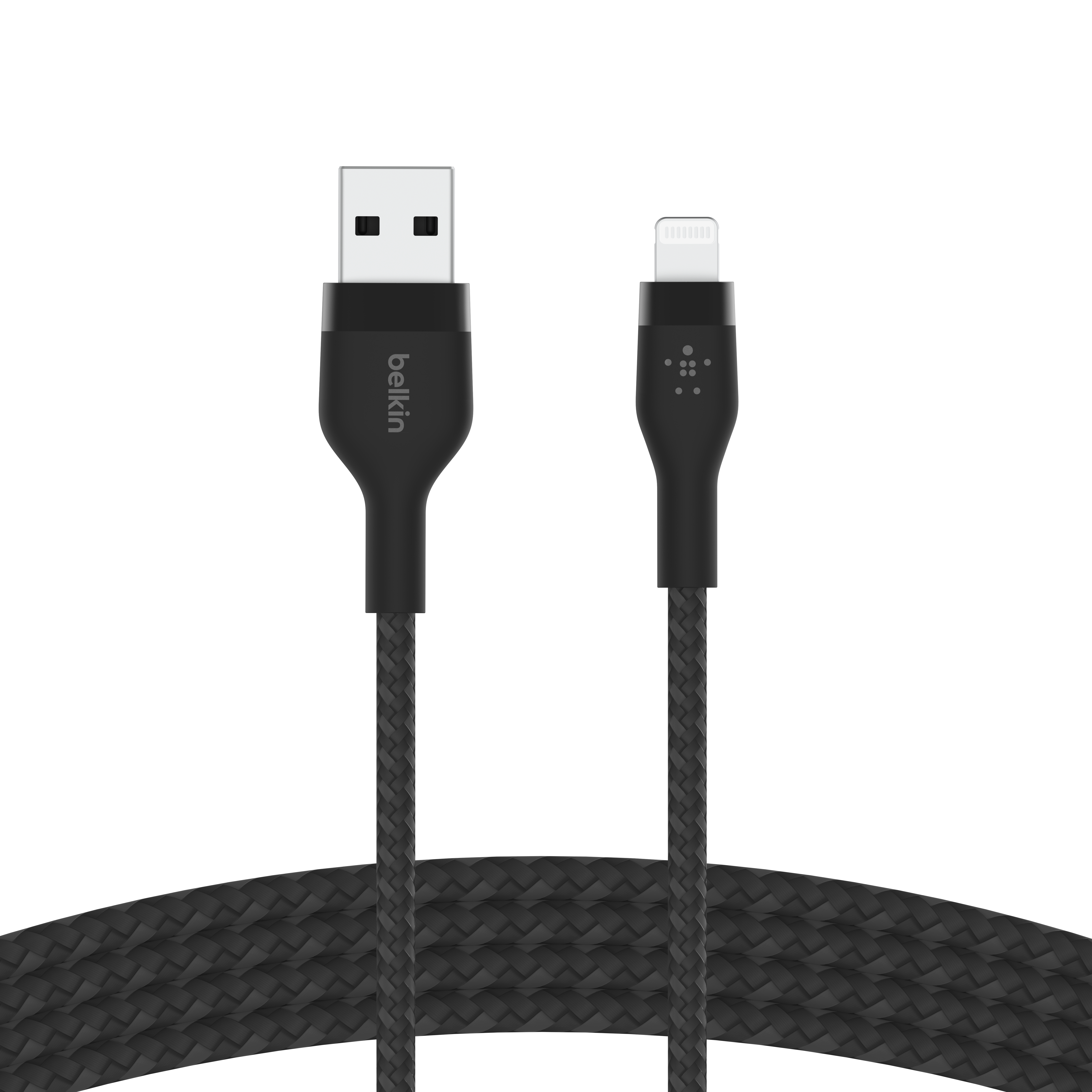 Кабель синхронизации данных Belkin USB-A - Lightning Braided Silicone 1m Black (CAA010BT1MBK) - Фото 1