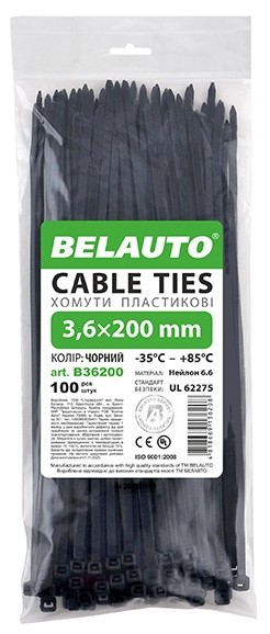 Набір хомутів BelAuto 3.6x200 (B36200) - Фото 1