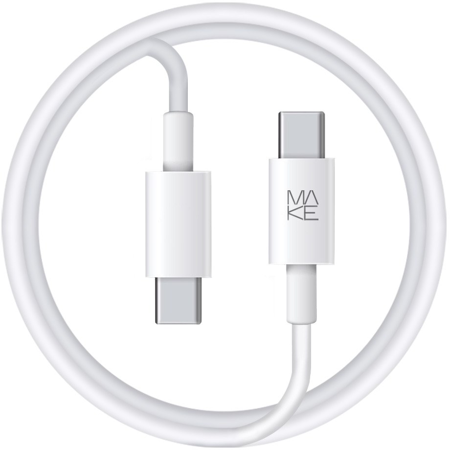 Кабель синхронизации данных MAKE Type-C to Type-C PD 100W 1.2м TPE White (MCB-CT1WH) - Фото 1