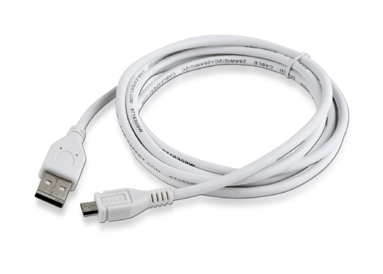 Кабель синхронизации данных Cablexpert USB 2.0 - Micro B White 1.8m (CCP-mUSB2-AMBM-6-W) - Фото 1