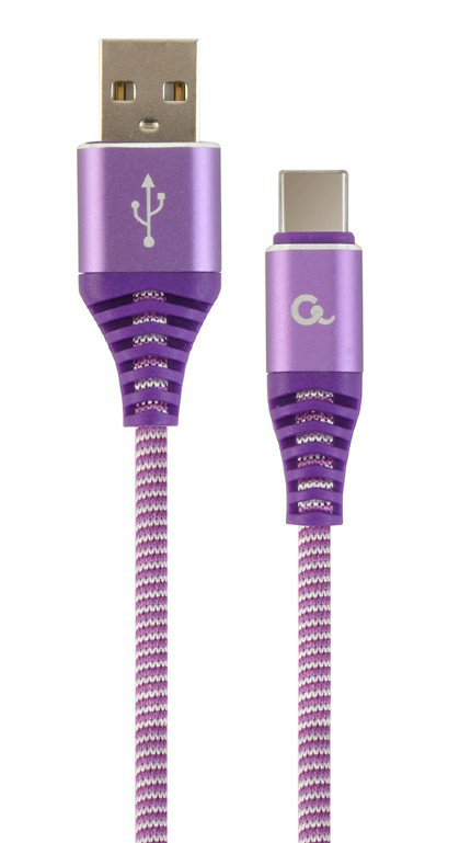 Кабель синхронізації даних Cablexpert USB 2.0 - USB Type-C 2m Purple/White (CC-USB2B-AMCM-2M-PW) - Фото 1