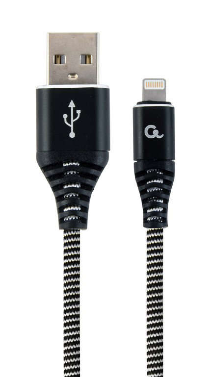 Кабель синхронизации данных Cablexpert USB 2.0 A - Lightning Premium 1m Black (CC-USB2B-AMLM-1M-BW) - Фото 1