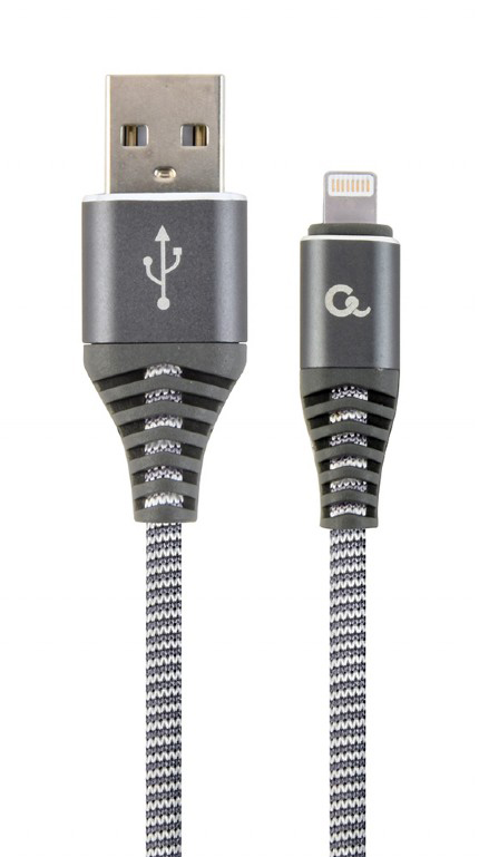 Кабель синхронизации данных Cablexpert USB 2.0 A - Lightning Premium 2m Grey (CC-USB2B-AMLM-2M-WB2) - Фото 1