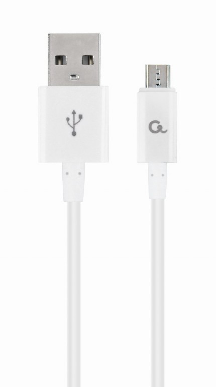Кабель синхронизации данных Cablexpert USB 2.0 A - microUSB B Premium 2m White (CC-USB2P-AMmBM-2M-W) - Фото 1