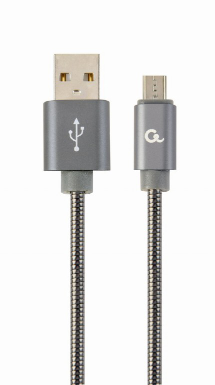 Кабель синхронизации данных Cablexpert USB 2.0 A - microUSB  Premium 2m Grey (CC-USB2S-AMmBM-2M-BG) - Фото 1