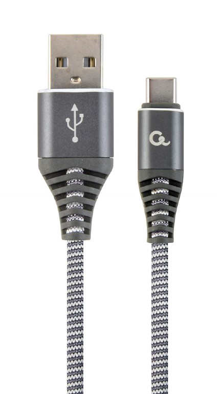 Кабель синхронизации данных Cablexpert USB 2.0 A - USB Type-C Premium 1m Grey (CC-USB2B-AMCM-1M-WB2) - Фото 1
