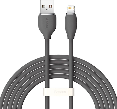 Кабель синхронизации данных Baseus Jelly Liquid Silica Gel Fast Charging Data Cable USB to iP 2.4A 1.2m Black (CAGD000001) - Фото 1