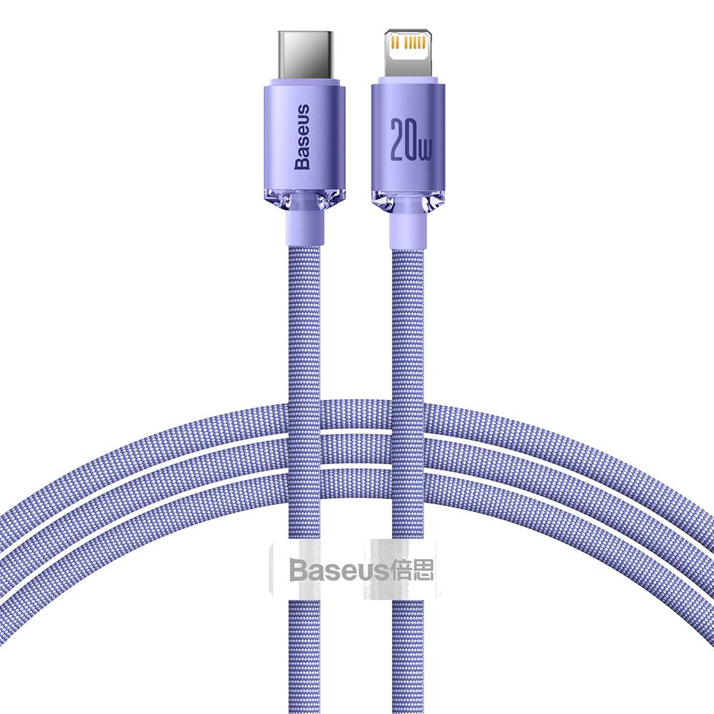 Кабель синхронизации данных Baseus Crystal Shine Series Fast Charging Data Cable Type-C to iP 20W 1.2m Purple (CAJY000205) - Фото 1