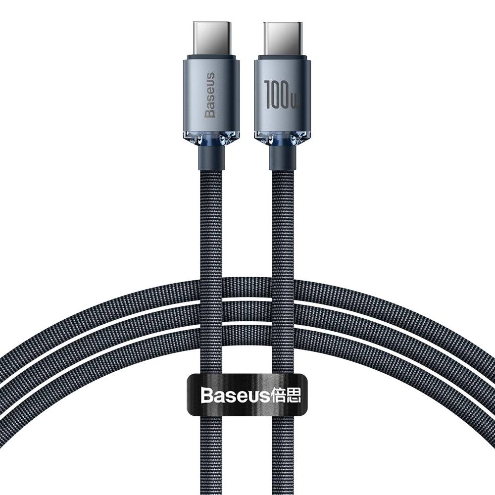 Кабель синхронизации данных Baseus Crystal Shine Series Fast Charging Data Cable Type-C to Type-C 100W 1.2m Black (CAJY000601) - Фото 1