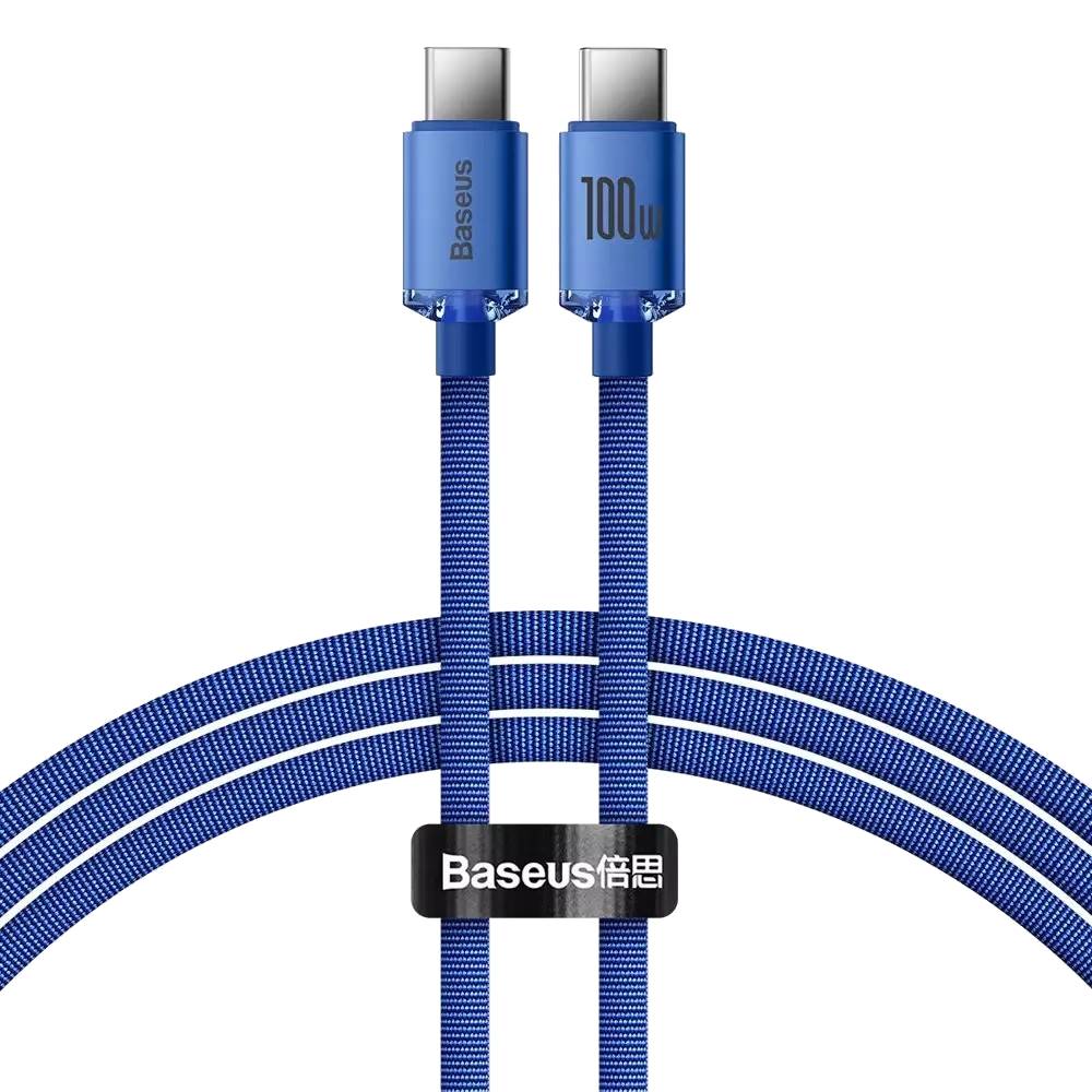 Кабель синхронізації даних Baseus Crystal Shine Series Fast Charging Data Cable Type-C to Type-C 100W 1.2m Blue (CAJY000603) - Фото 1