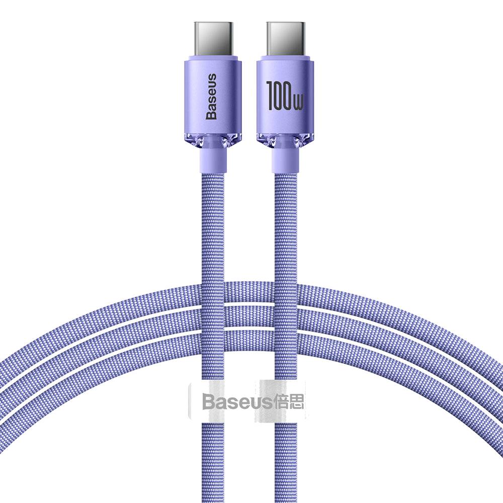 Кабель синхронізації даних Baseus Crystal Shine Series Fast Charging Data Cable Type-C to Type-C 100W 1.2m Purple (CAJY000605) - Фото 1