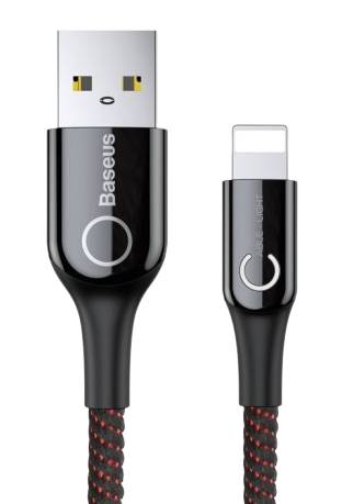 Кабель синхронизации данных Baseus C-shaped Light Intelligent Power-Off Cable Black (CALCD-01) - Фото 1