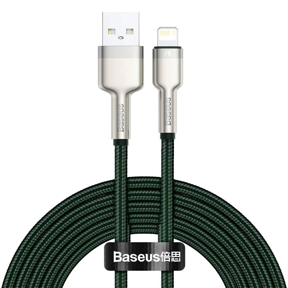 Кабель синхронізації даних Baseus Cafule Series Metal Data Cable USB to IP 2.4A 2m Green (CALJK-B06) - Фото 1