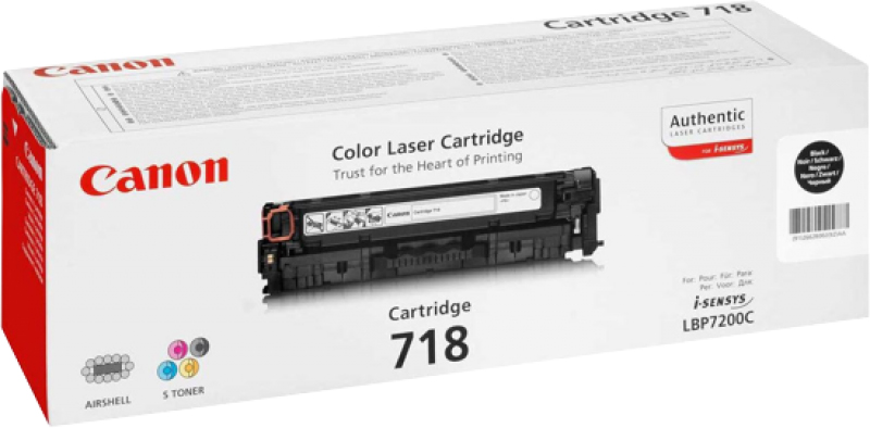 Картридж для лазерных принтеров/МФУ Canon LBP7200 (3.4К) Cartridge 718 Black (2662B002AA) - Фото 1