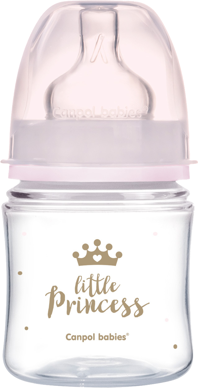 Бутылочка для кормления Canpol babies aнтиколиковая с широким горлом PP Easy Start Royal baby - розовая, 120 мл. (35/233_pin) - Фото 1