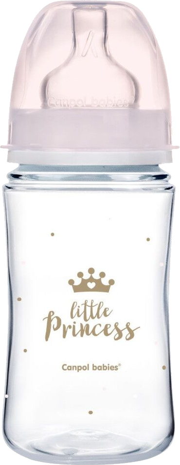 Бутылочка для кормления Canpol babies aнтиколиковая с широким горлом PP Easy Start, Royal baby розовая, 240 мл. (35/234_pin) - Фото 1
