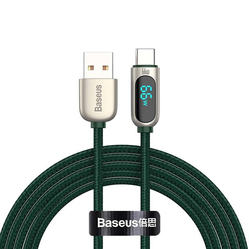 Кабель синхронізації даних Baseus Display Fast Charging Data Cable USB to Type-C 66W 1m Green (CASX020006) - Фото 1