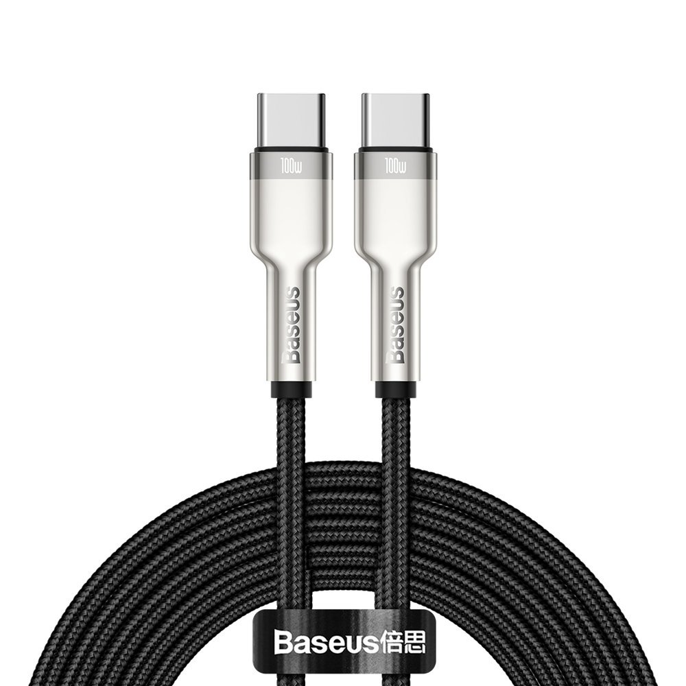 Кабель синхронизации данных Baseus Cafule Metal Type-C to Type-C 100W 2 м Black (CATJK-D01) - Фото 1