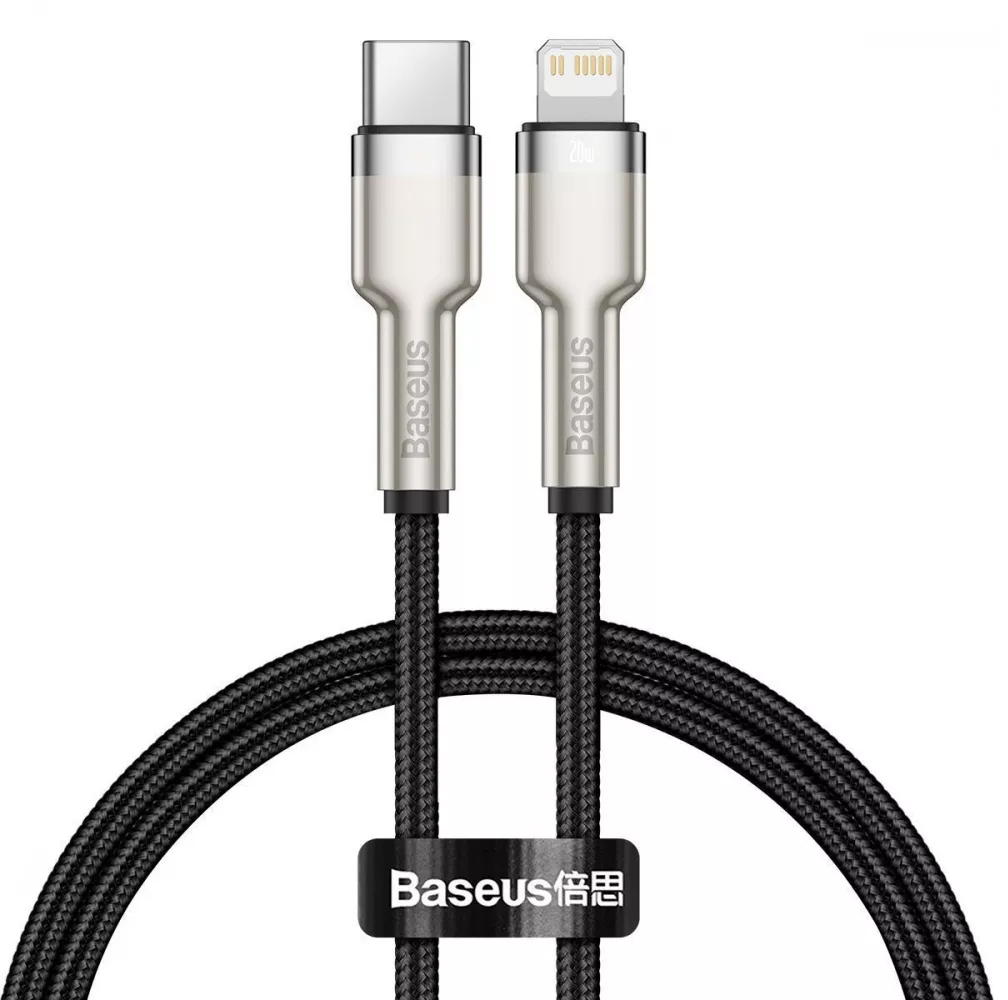 Кабель синхронизации данных Baseus Cafule Metal Type-C to Lightning PD 20W 0.25m (CATLJK-01) - Фото 1