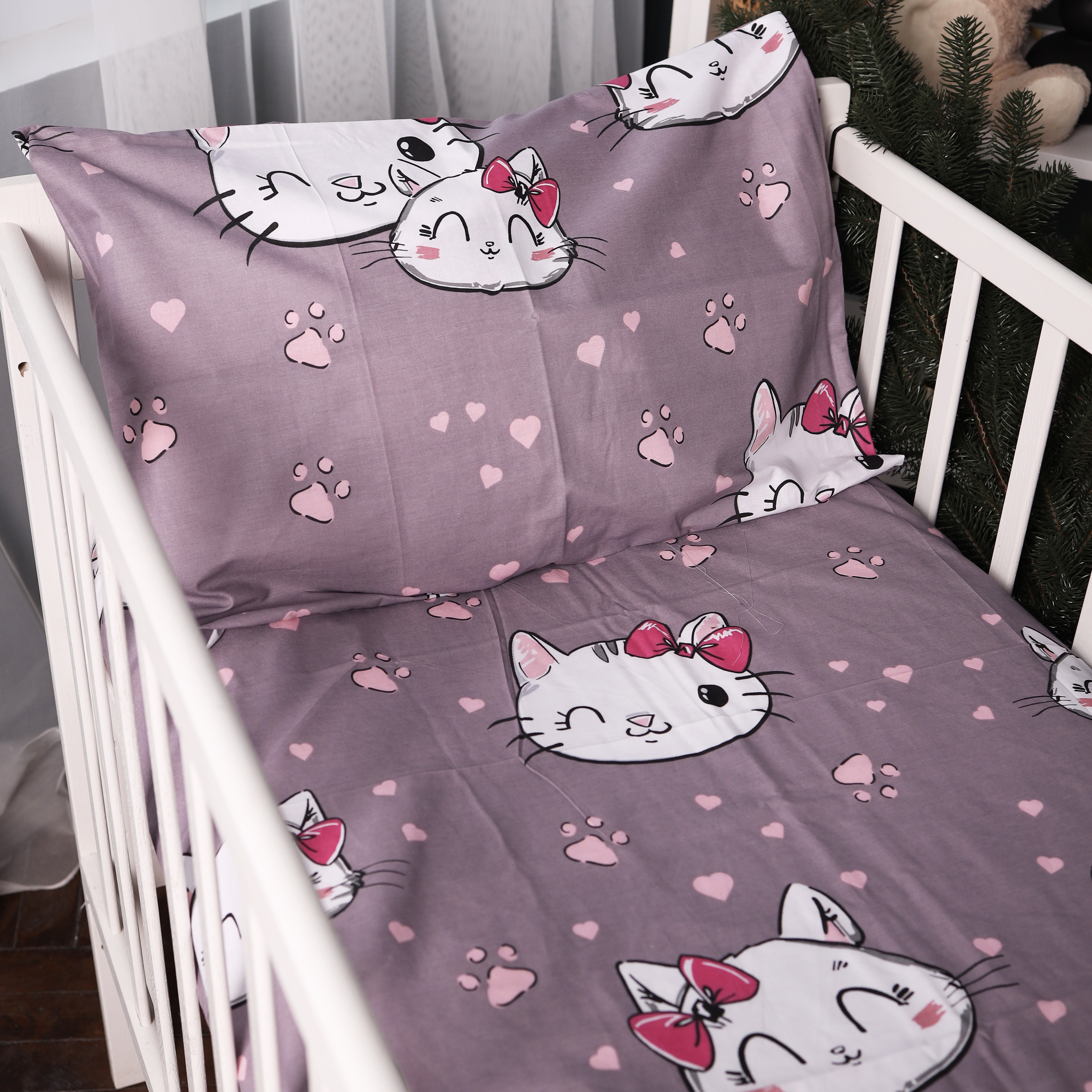 Наволочка MirSon Бязь 17-0691 Cat with a paw 70х70 см (2200010455502) - Фото 1