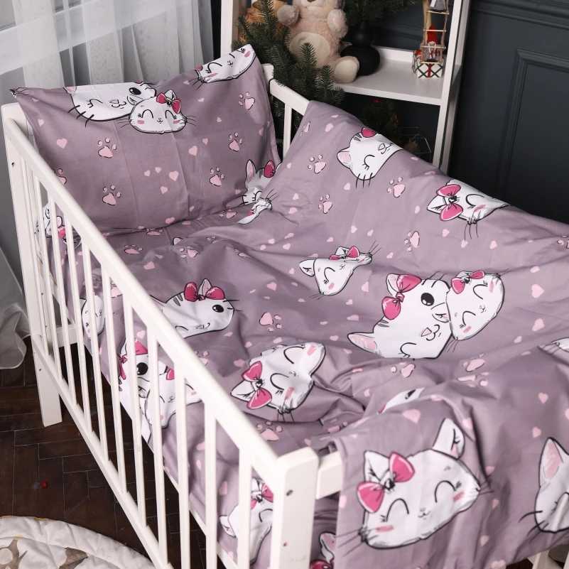 Комплект постільної білизни дитячий MirSon 110х140 17-0691 Cat with a paw Ranforce Elite (2200010455878) - Фото 1