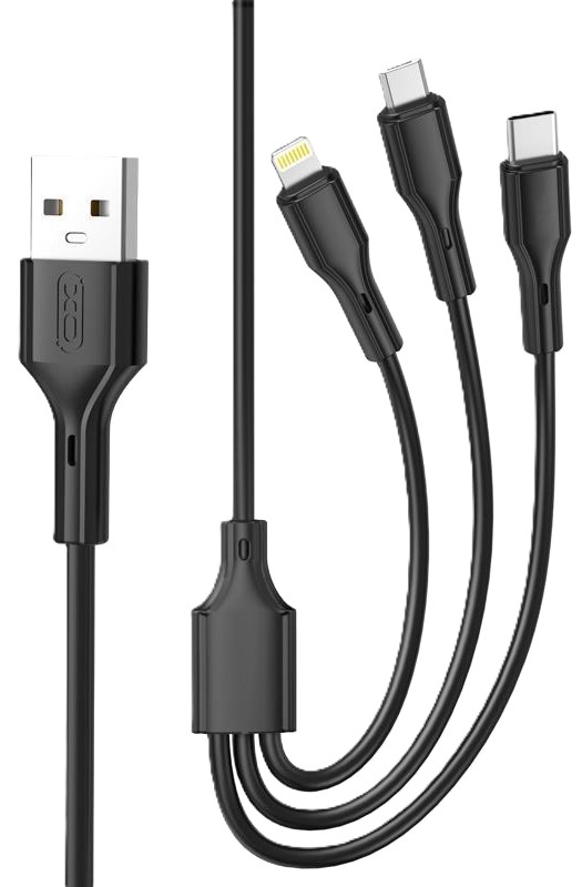 Кабель синхронизации данных XO 3A 3 в 1 Black (CB-23U3-BK) - Фото 1