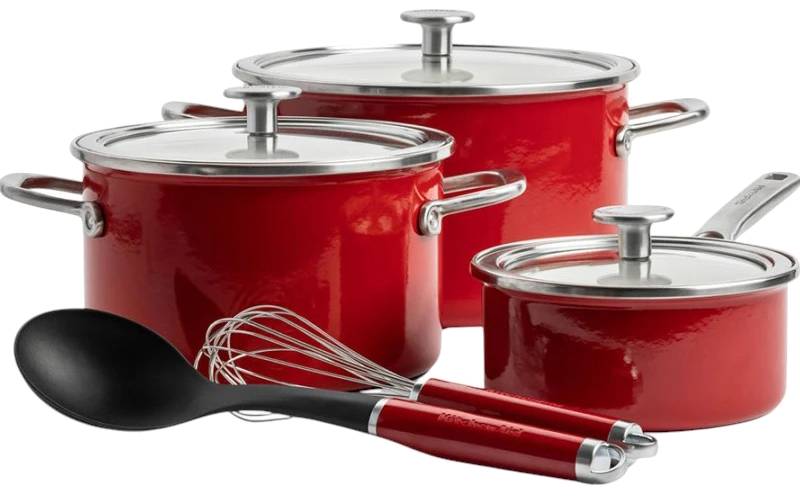 Набор посуды KitchenAid Steel Core 8 пр. 1,3/3,7/6 л  (CC004920-001) - Фото 1