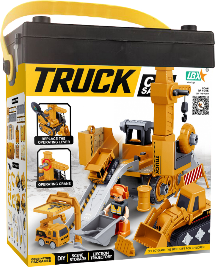 Пластиковый конструктор lebx toys Набор горка – эскаватор с машинками (269-59) - Фото 1