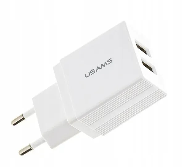 Мережевий зарядний пристрій Usams US-CC090 T24 2.1A Dual USB 10W Travel Charger White (CC90TC01) - Фото 1
